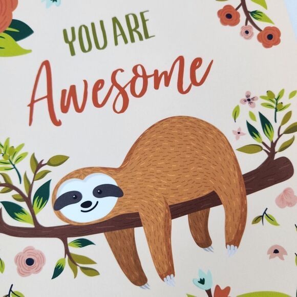 🔺️NWOT Sloth "You Are Awesome" 8.5x11" Lined Notebook - Picture 2 of 4
